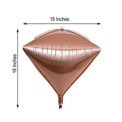 3 Pack 16" Rose Gold 4D Diamond Self-Sealing Reusable Foil Balloon