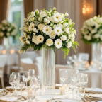 16" Ribbed Cylinder Glass Vases 6 - Pack â€“ Tall Clear Vases for Wedding Centerpieces, Home Decor & Event Styling - Bell Racket Store