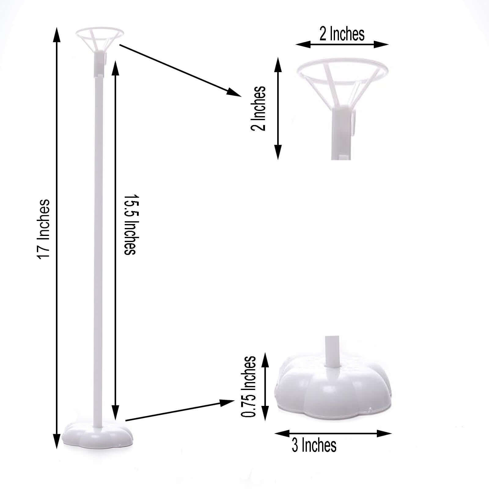 5 Pack White Balloon Centerpieces Holder with Floral Base, Table Top Balloon Stand Stick Kit - 17"