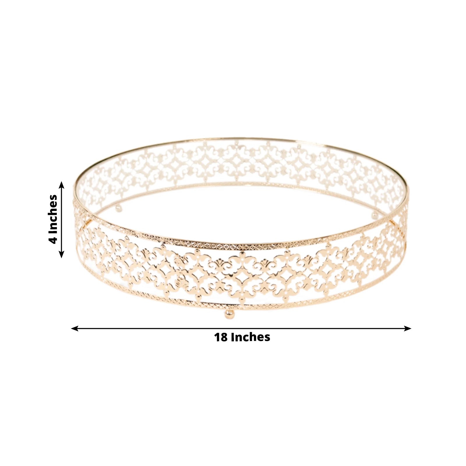 18" Gold Metal Cake Stand with Glass Top Baroque Ornate Style, Round Dessert Display Tray - Bell Racket Store