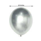 5 Pack 18" Metallic Chrome Silver Latex Helium Air Party Balloons