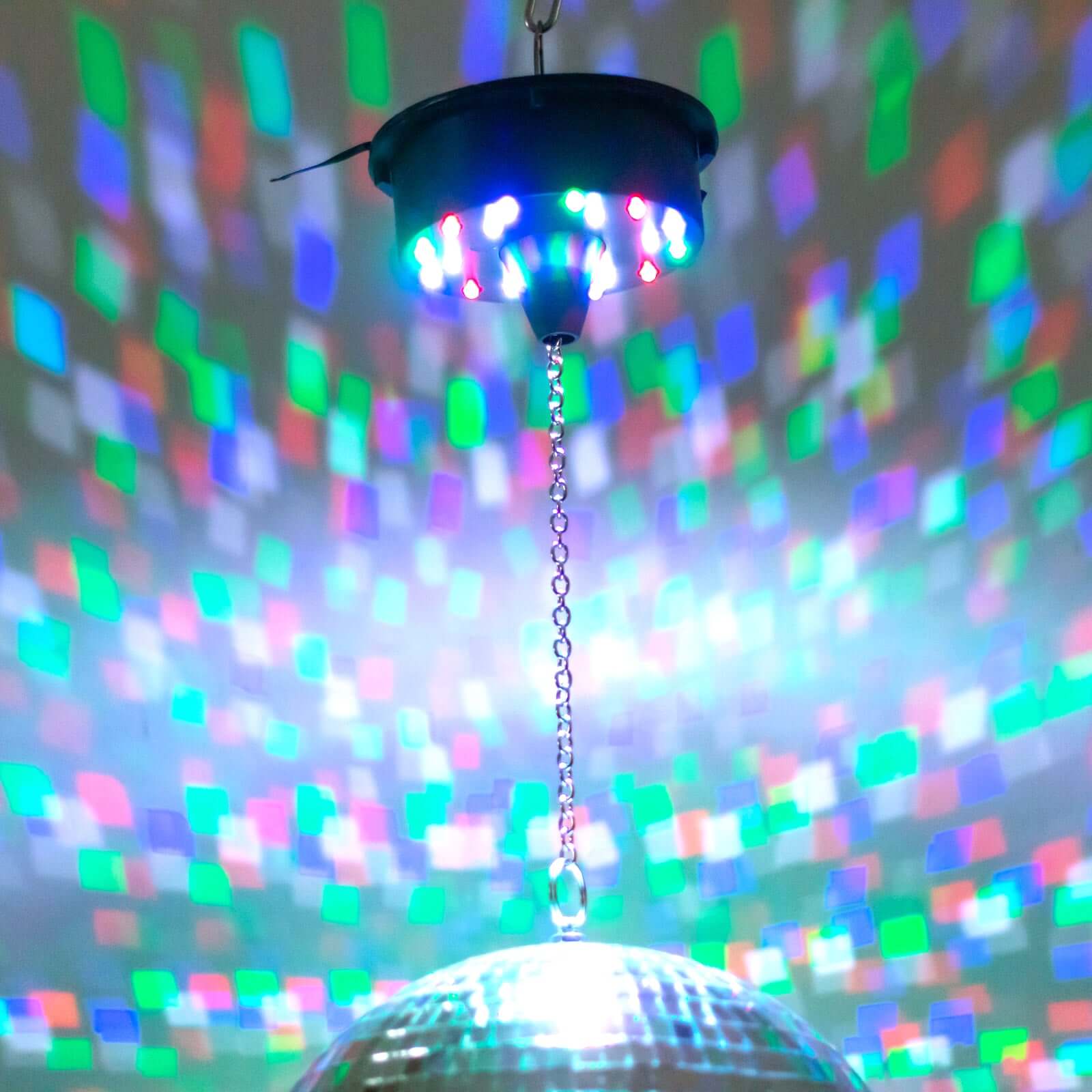 18 LED Light Rotating Heavy Duty Motor For Hanging Mirror Disco Ball, 5 RPM Battery Operated Motor With 8" Hanging Chain - Bell Racket Store
