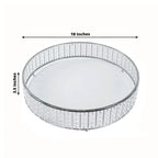 18" Round Silver Cake Stand with Hanging Crystal Beads and Glass Top â€“ Metal Dessert Display Tray - Bell Racket Store