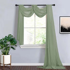 18ft Dusty Sage Green Sheer Organza Wedding Arch Drapery Fabric, Window Scarf Valance - Bell Racket Store