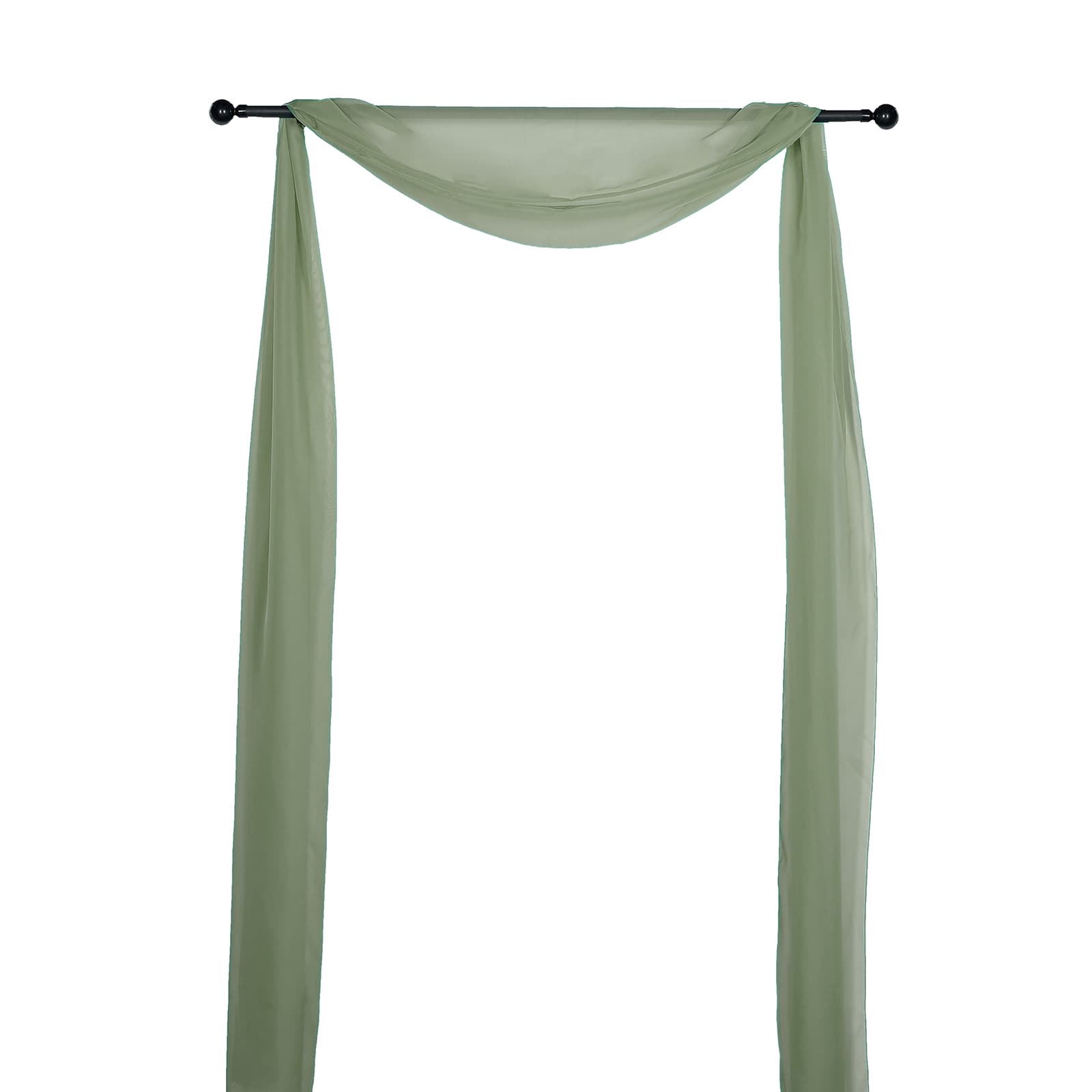 18ft Dusty Sage Green Sheer Organza Wedding Arch Drapery Fabric, Window Scarf Valance - Bell Racket Store