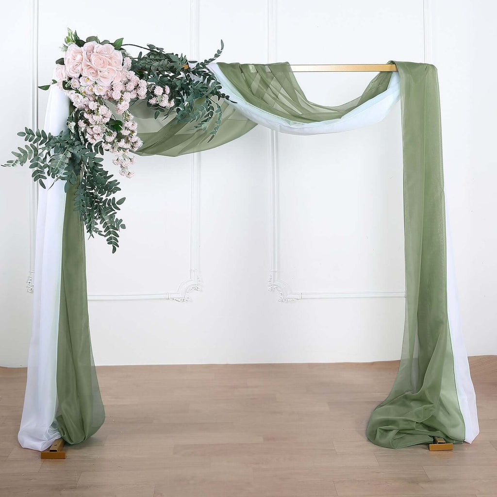 18ft Dusty Sage Green Sheer Organza Wedding Arch Drapery Fabric, Window Scarf Valance - Bell Racket Store