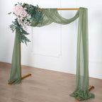18ft Dusty Sage Green Sheer Organza Wedding Arch Drapery Fabric, Window Scarf Valance - Bell Racket Store