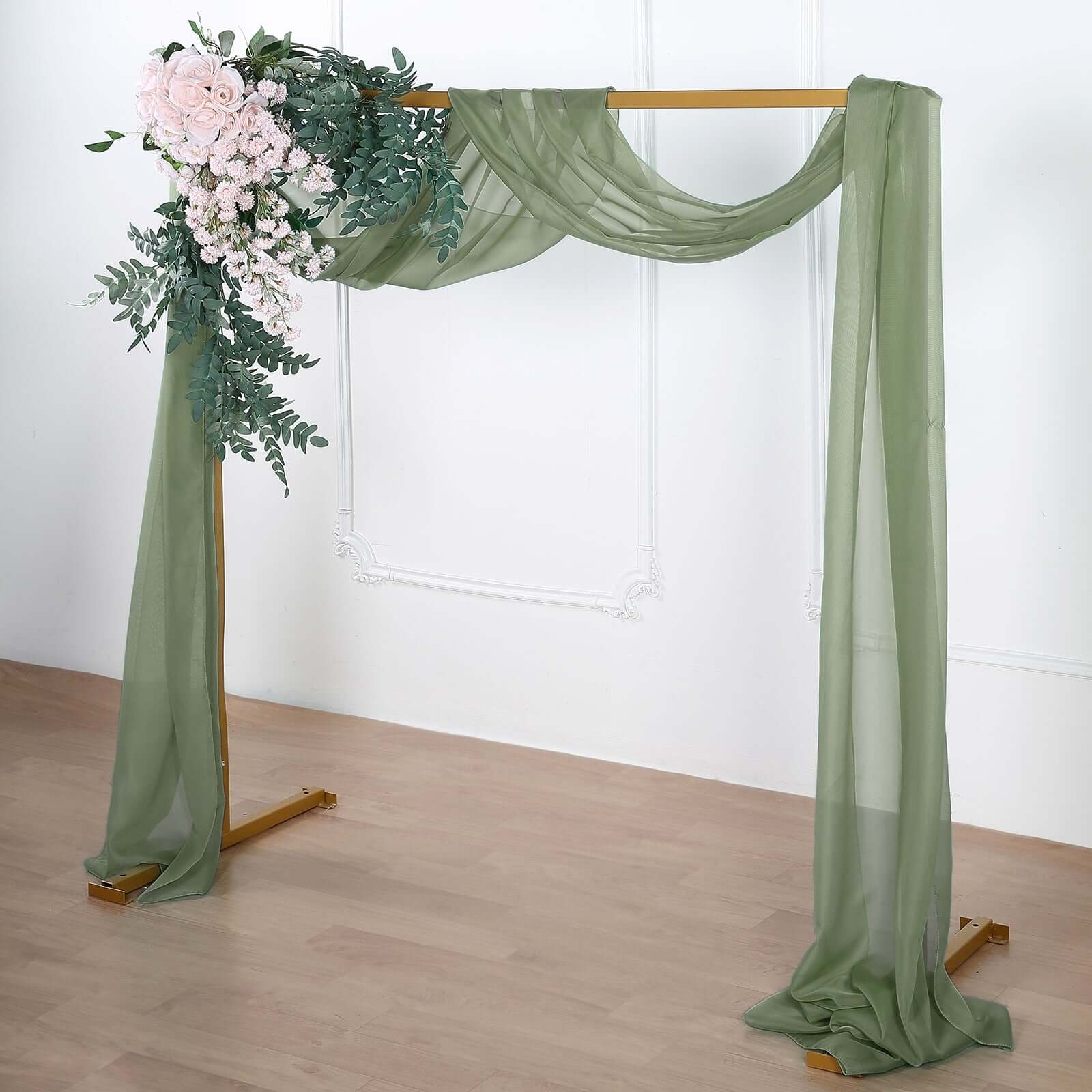 18ft Dusty Sage Green Sheer Organza Wedding Arch Drapery Fabric, Window Scarf Valance - Bell Racket Store