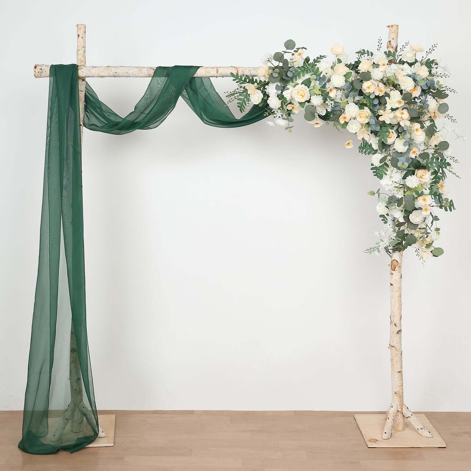 18ft Hunter Emerald Green Sheer Organza Wedding Arch Drapery Fabric, Window Scarf Valance - Bell Racket Store