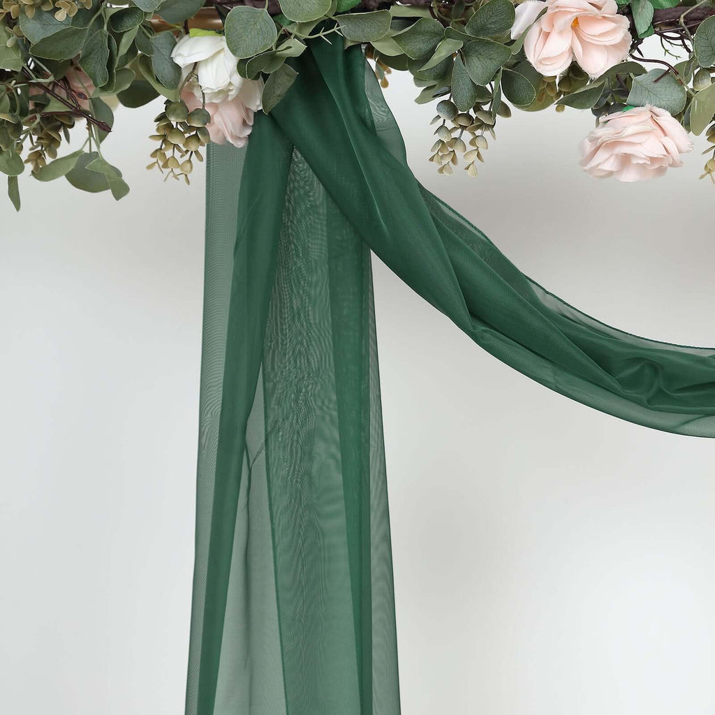 18ft Hunter Emerald Green Sheer Organza Wedding Arch Drapery Fabric, Window Scarf Valance - Bell Racket Store