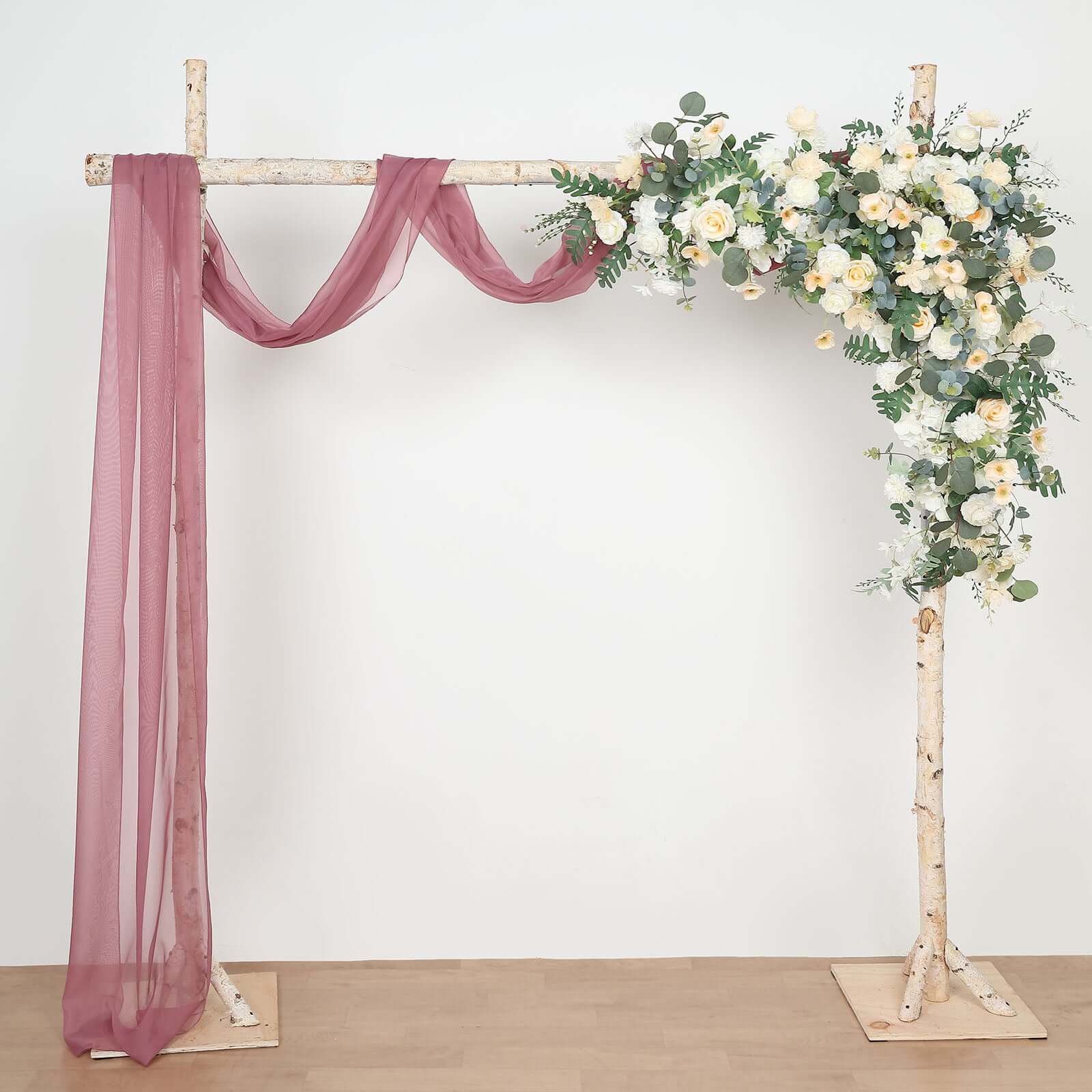 18ft Mauve Cinnamon Rose Sheer Organza Wedding Arch Drapery Fabric, Window Scarf Valance
