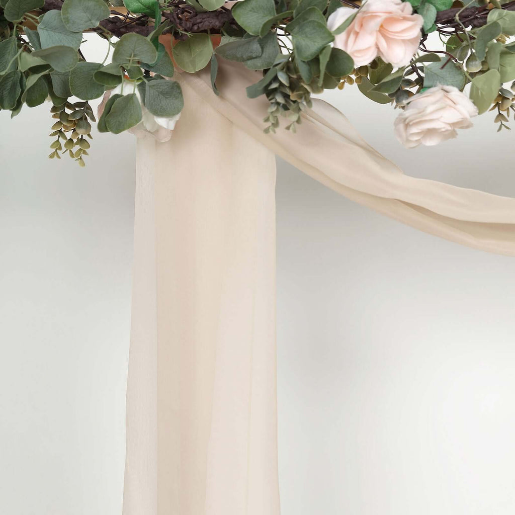 18ft Nude Sheer Organza Wedding Arch Drapery Fabric, Window Scarf Valance - Bell Racket Store