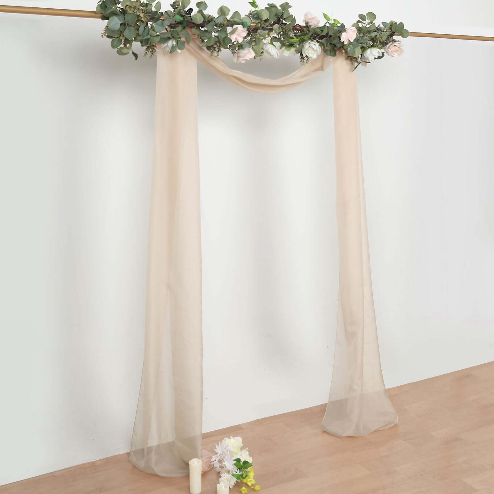 18ft Nude Sheer Organza Wedding Arch Drapery Fabric, Window Scarf Valance - Bell Racket Store