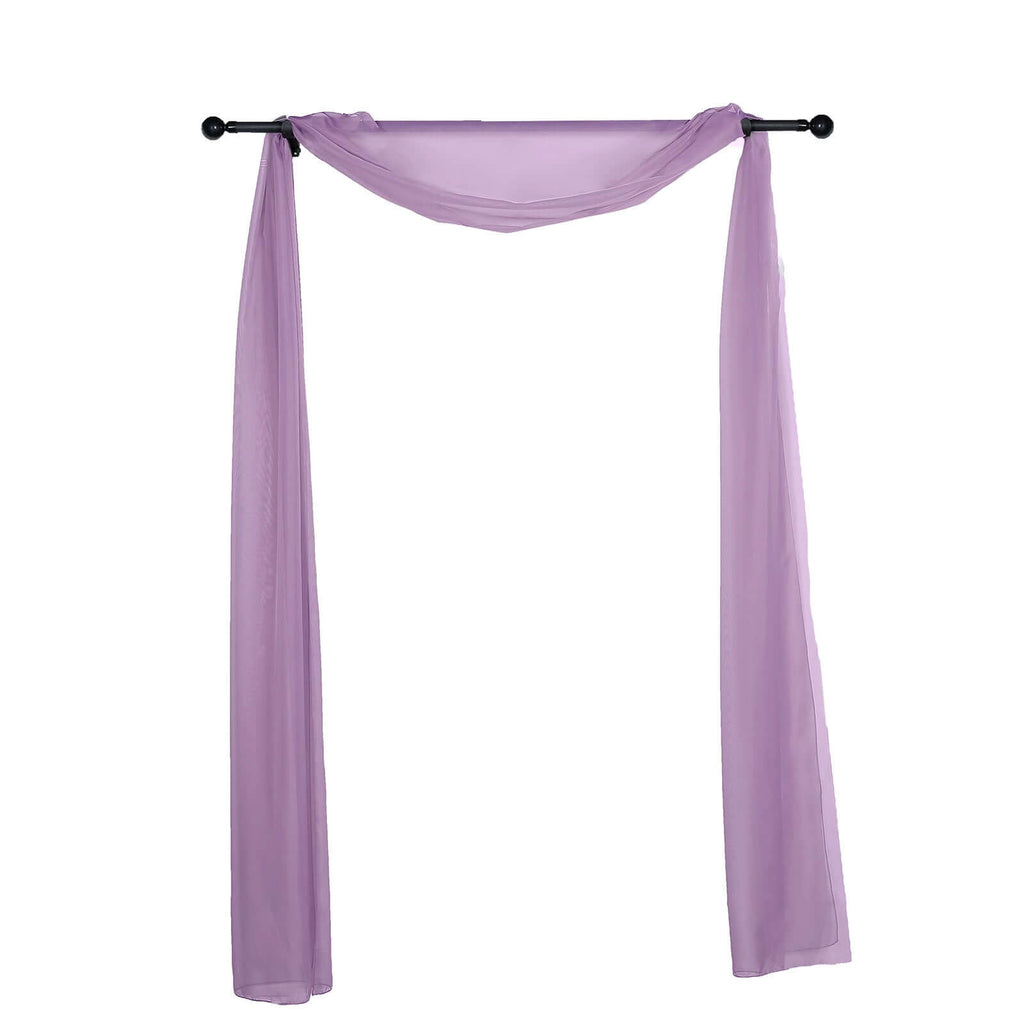 18ft Violet Amethyst Sheer Organza Wedding Arch Drapery Fabric, Window Scarf Valance