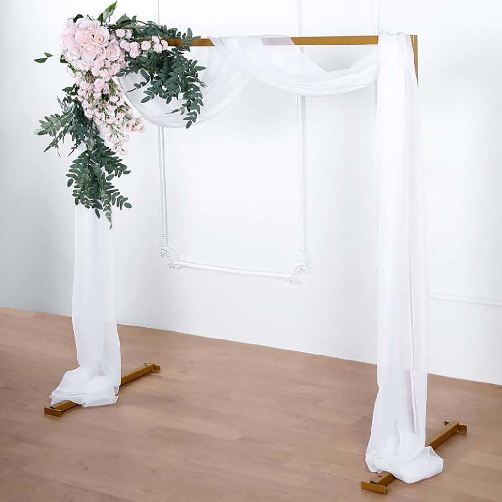 18ft White Sheer Organza Wedding Arch Drapery Fabric, Window Scarf Valance