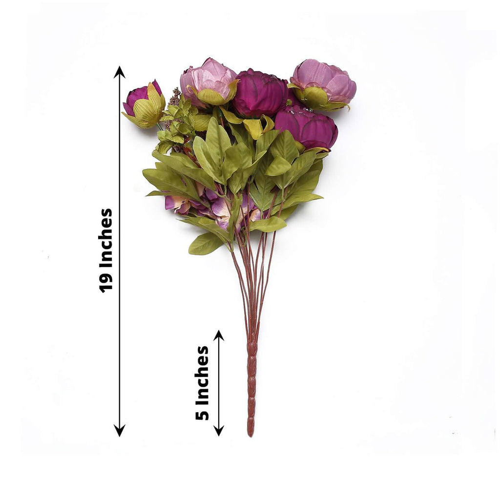 2 Pack 19" Purple Artificial Peony Flower Wedding Bouquets, Faux Silk Flower Arrangements