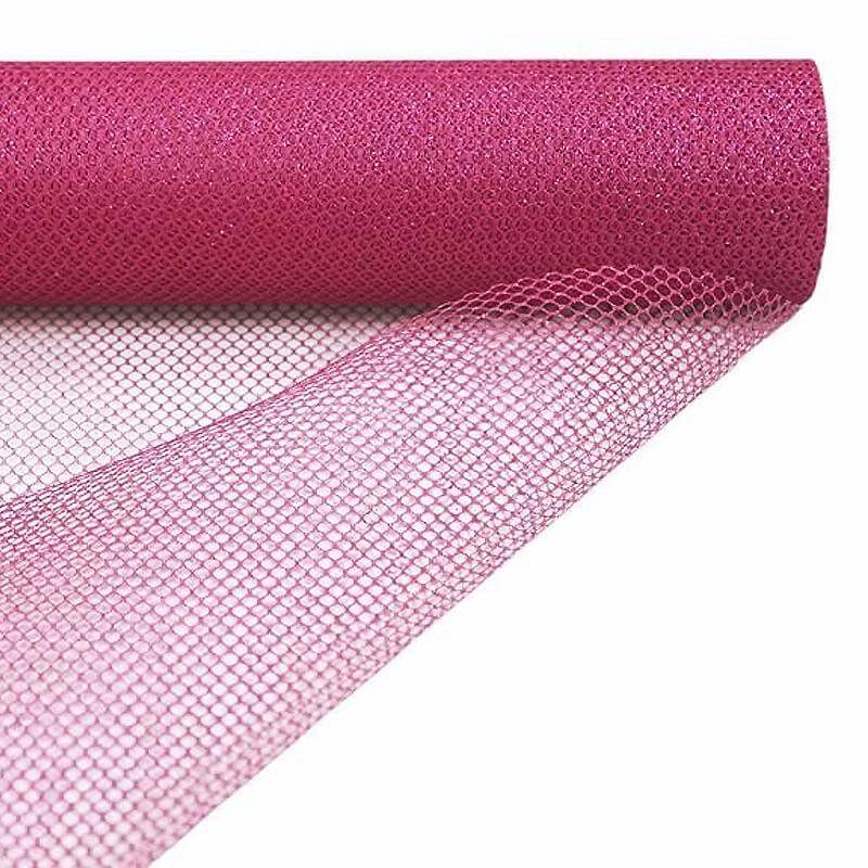 19"x10 Yards Fuchsia Polyester Hex Deco Mesh Netting Fabric Roll - NestOCart