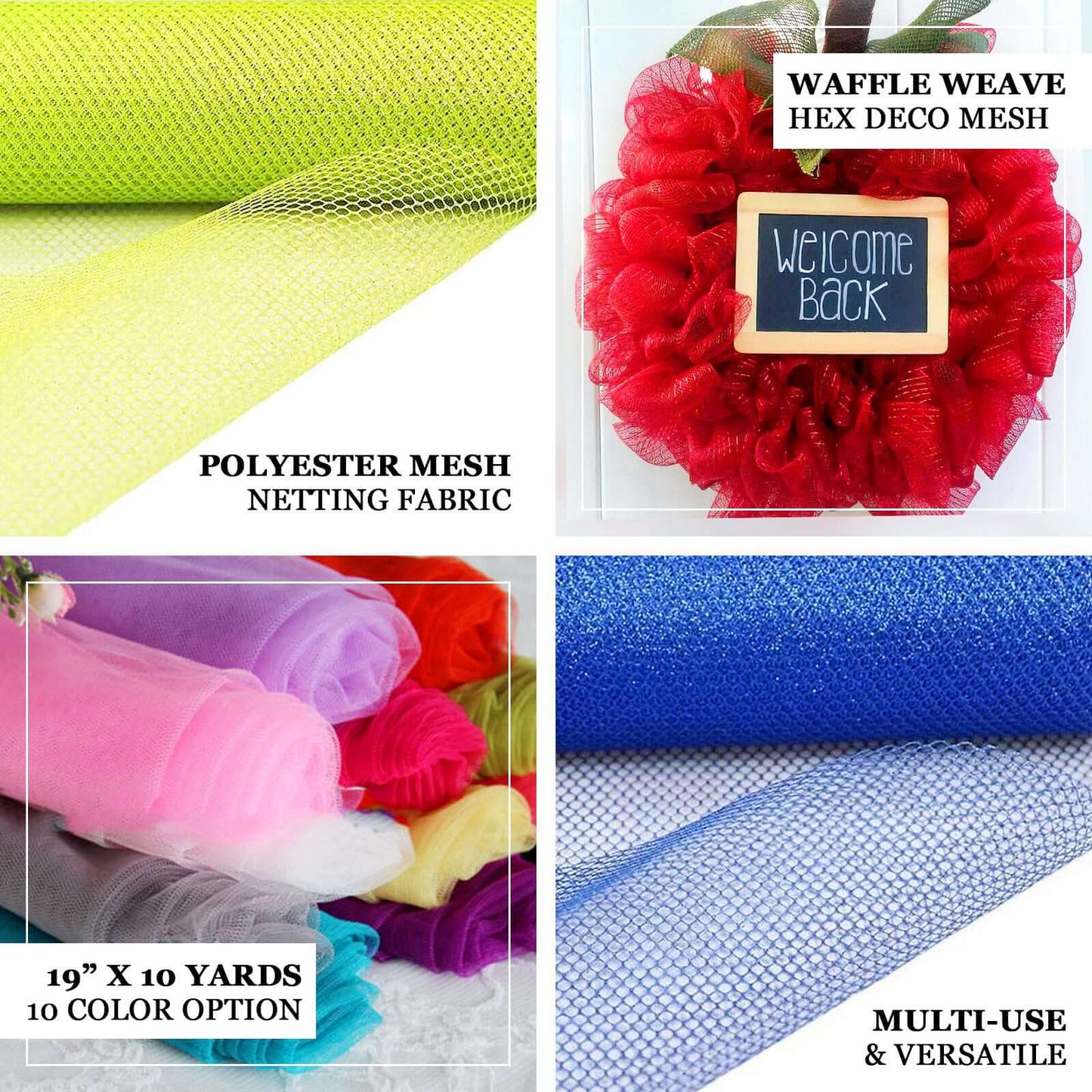 19"x10 Yards Fuchsia Polyester Hex Deco Mesh Netting Fabric Roll - NestOCart