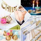 1"x10 Yards Metallic Gold Sequin Stretch Fabric Ribbon, Elastic Lace Trim, Shiny Glitter Craft Fabric - Bell Racket Store