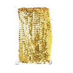 1"x10 Yards Metallic Gold Sequin Stretch Fabric Ribbon, Elastic Lace Trim, Shiny Glitter Craft Fabric - Bell Racket Store