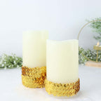 1"x10 Yards Metallic Gold Sequin Stretch Fabric Ribbon, Elastic Lace Trim, Shiny Glitter Craft Fabric - Bell Racket Store