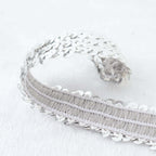 1"x10 Yards Metallic Silver Sequin Stretch Fabric Ribbon, Elastic Lace Trim, Shiny Glitter Craft Fabric - Bell Racket Store