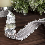 1"x10 Yards Metallic Silver Sequin Stretch Fabric Ribbon, Elastic Lace Trim, Shiny Glitter Craft Fabric - Bell Racket Store