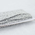1"x10 Yards Metallic Silver Sequin Stretch Fabric Ribbon, Elastic Lace Trim, Shiny Glitter Craft Fabric - Bell Racket Store
