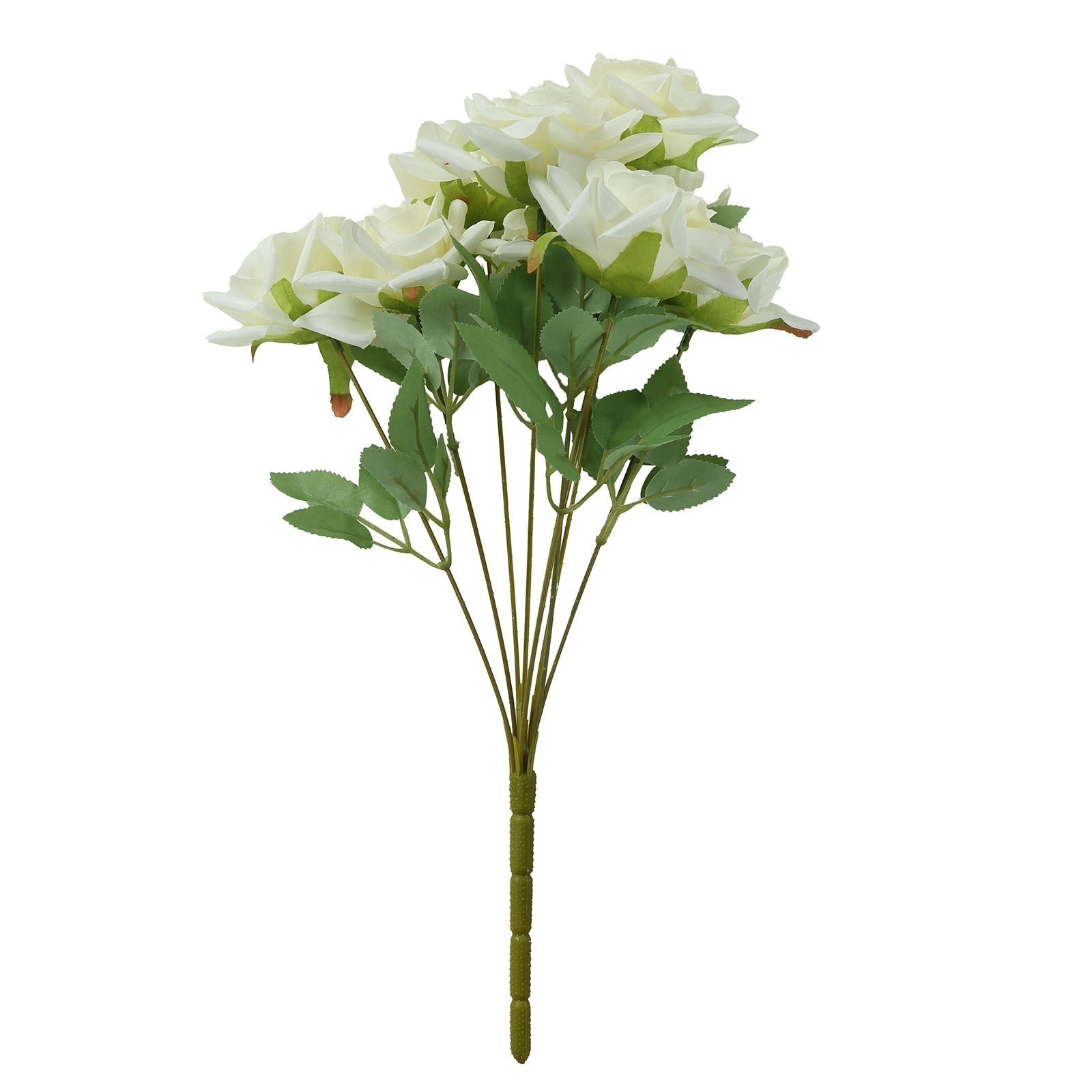 2 Bouquets 17" Ivory Real Touch Artificial Silk Rose Flower Bushes - Bell Racket Store