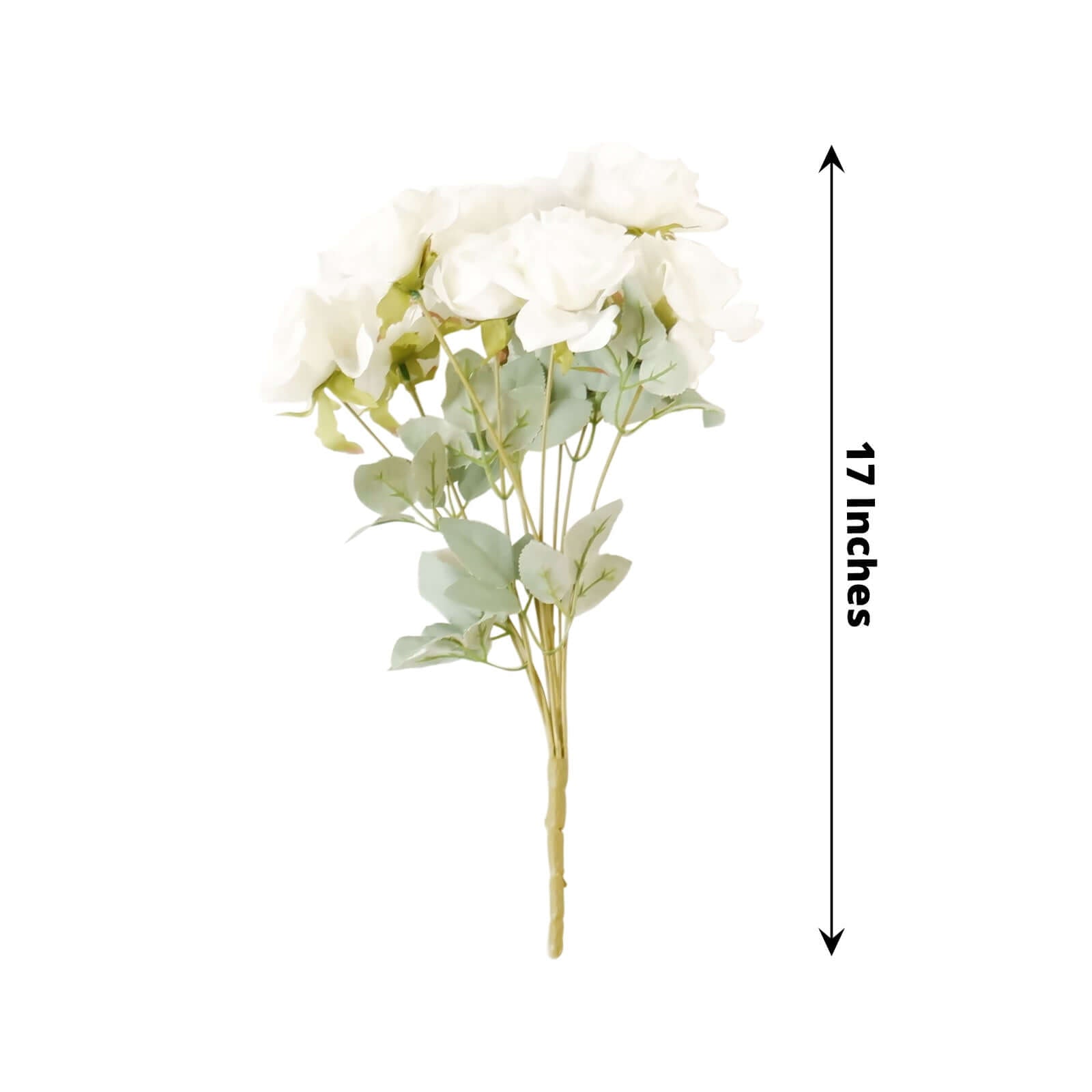 2 Bouquets 17" Ivory Real Touch Artificial Silk Rose Flower Bushes - Bell Racket Store