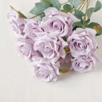 2 Bouquets 17" Lavender Lilac Real Touch Artificial Silk Rose Flower Bushes - Bell Racket Store