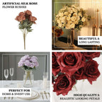2 Bouquets 17" Terracotta (Rust) Real Touch Artificial Silk Rose Flower Bushes - Bell Racket Store