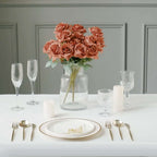 2 Bouquets 17" Terracotta (Rust) Real Touch Artificial Silk Rose Flower Bushes - Bell Racket Store