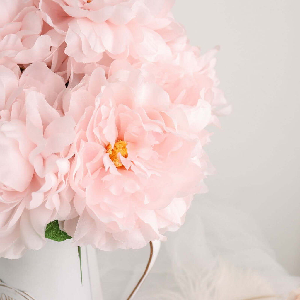 2 Bushes 17" Blush Artificial Silk Peony Flower Bouquets, Real Touch Peonies Spray - Bell Racket Store