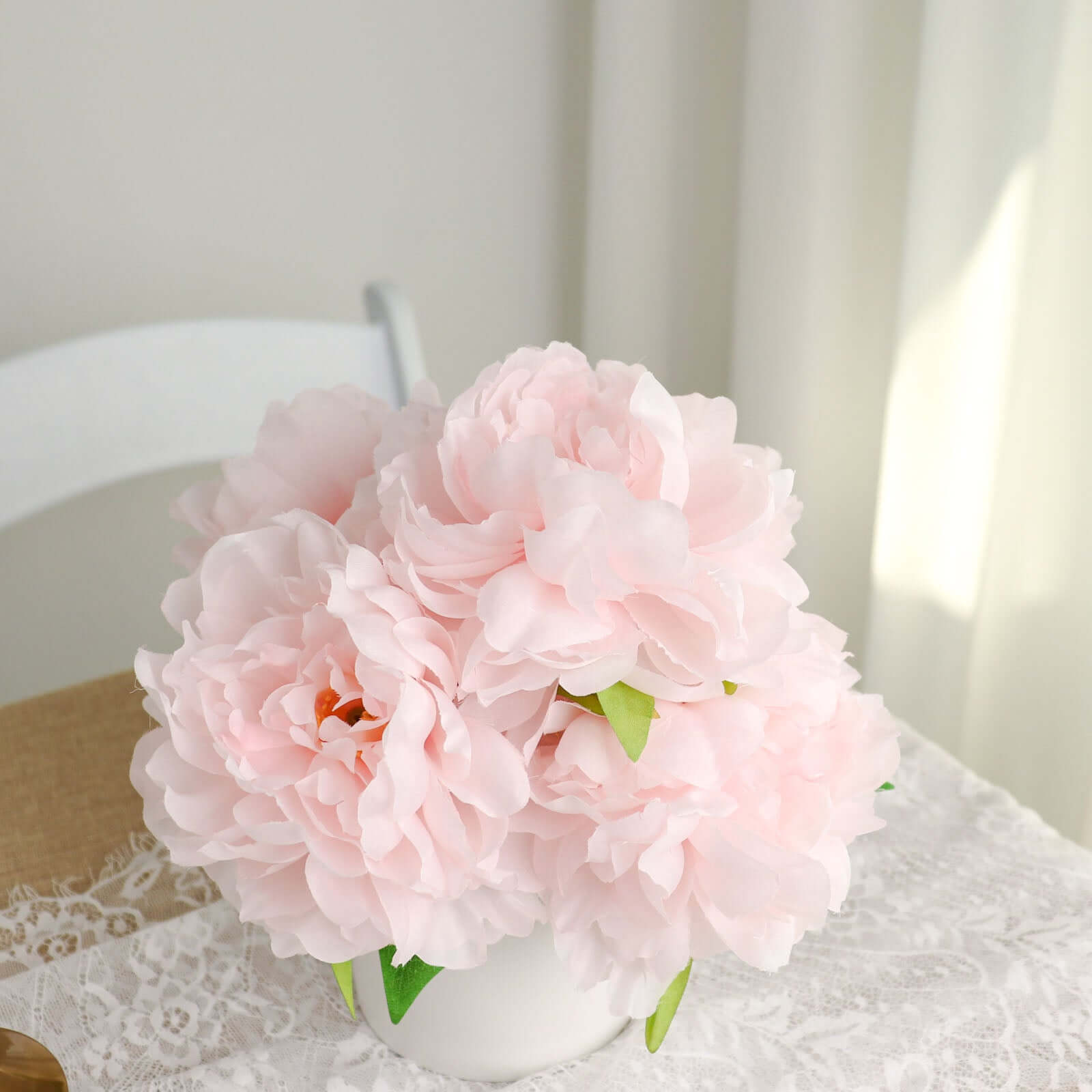 2 Bushes 17" Blush Artificial Silk Peony Flower Bouquets, Real Touch Peonies Spray - Bell Racket Store