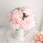 2 Bushes 17" Blush Artificial Silk Peony Flower Bouquets, Real Touch Peonies Spray - Bell Racket Store