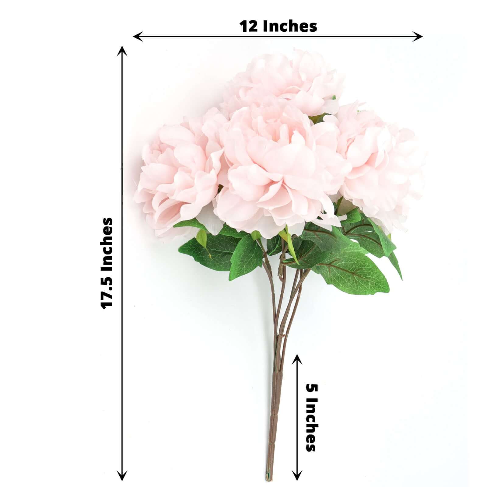 2 Bushes 17" Blush Artificial Silk Peony Flower Bouquets, Real Touch Peonies Spray - Bell Racket Store