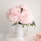 2 Bushes 17" Blush Artificial Silk Peony Flower Bouquets, Real Touch Peonies Spray - Bell Racket Store