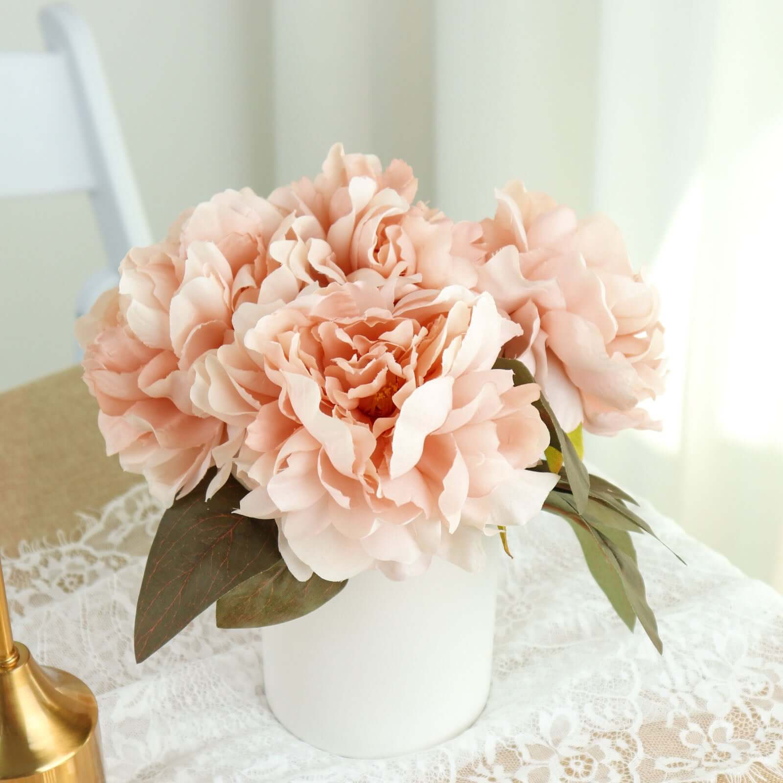 2 Bushes 17" Dusty Rose Artificial Silk Peony Flower Bouquets, Real Touch Peonies Spray - Bell Racket Store