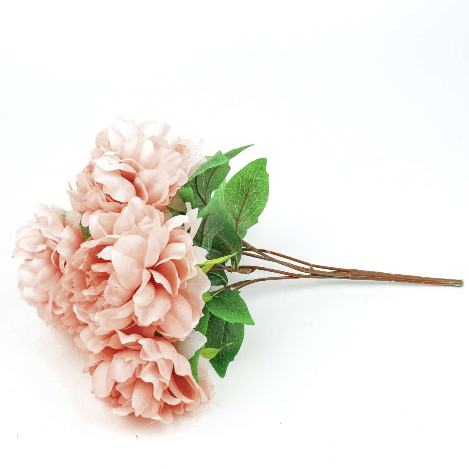 2 Bushes 17" Dusty Rose Artificial Silk Peony Flower Bouquets, Real Touch Peonies Spray - Bell Racket Store