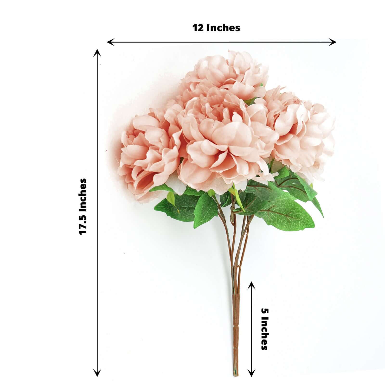 2 Bushes 17" Dusty Rose Artificial Silk Peony Flower Bouquets, Real Touch Peonies Spray - Bell Racket Store