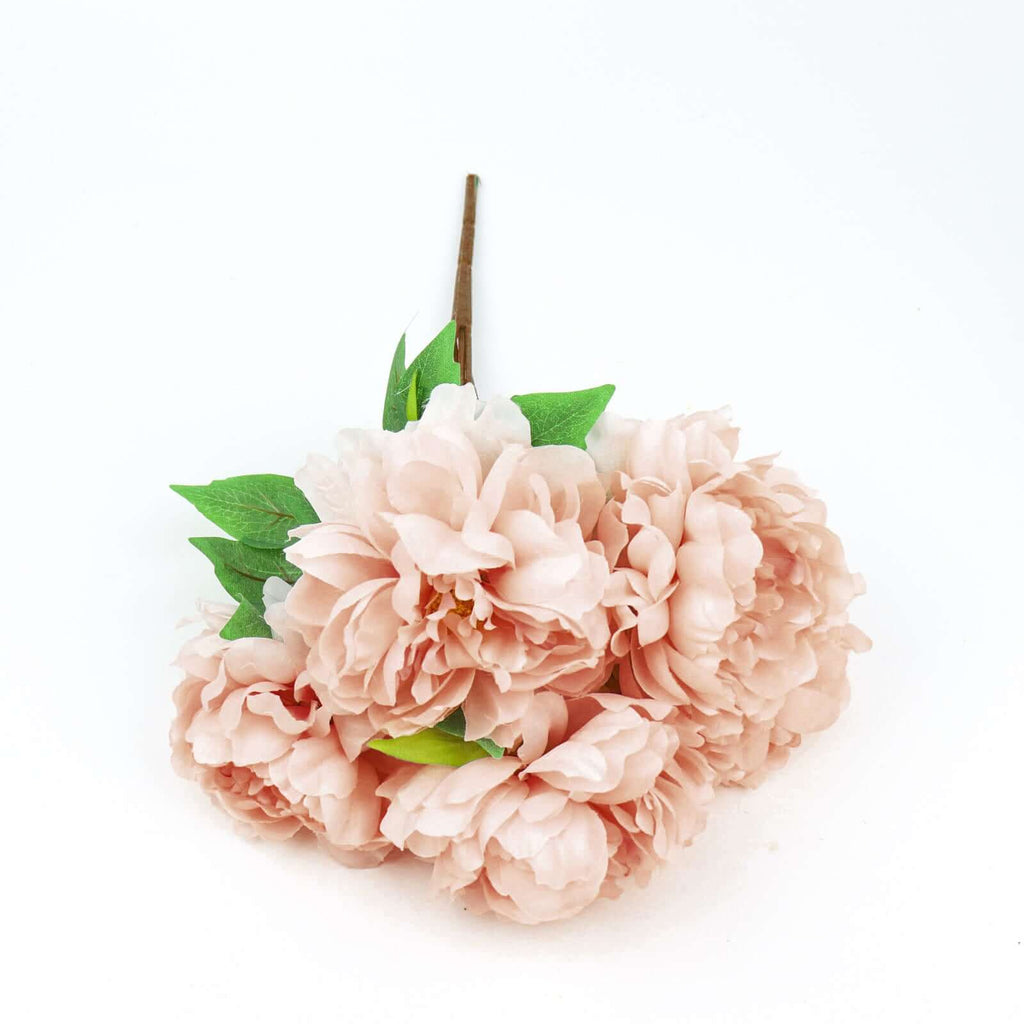 2 Bushes 17" Dusty Rose Artificial Silk Peony Flower Bouquets, Real Touch Peonies Spray - Bell Racket Store