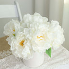 2 Bushes 17" White Artificial Silk Peony Flower Bouquets, Real Touch Peonies Spray - Bell Racket Store