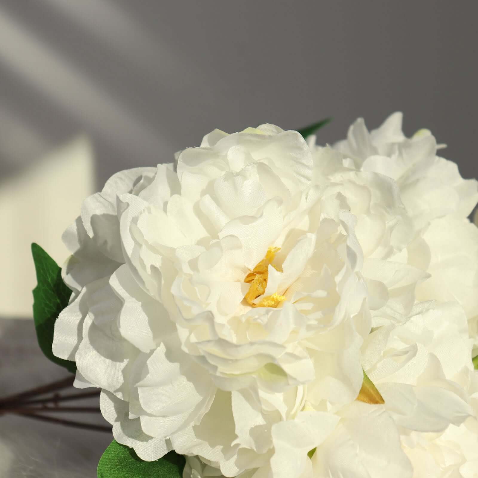 2 Bushes 17" White Artificial Silk Peony Flower Bouquets, Real Touch Peonies Spray - Bell Racket Store