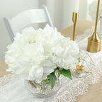 2 Bushes 17" White Artificial Silk Peony Flower Bouquets, Real Touch Peonies Spray - Bell Racket Store