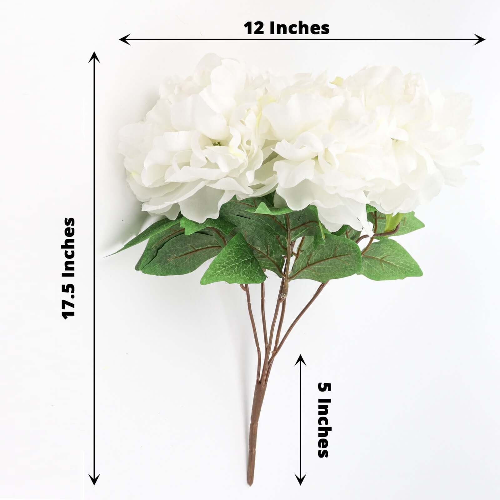2 Bushes 17" White Artificial Silk Peony Flower Bouquets, Real Touch Peonies Spray - Bell Racket Store