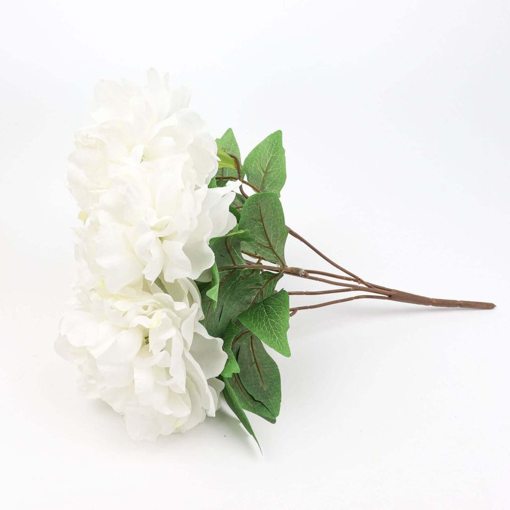 2 Bushes 17" White Artificial Silk Peony Flower Bouquets, Real Touch Peonies Spray - Bell Racket Store