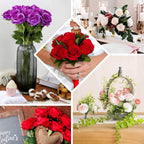 2 Bushes 18" Real Touch Artificial Rose Flower Bouquet, Dusty Blue Silk Long Stem Flower Arrangements - Bell Racket Store