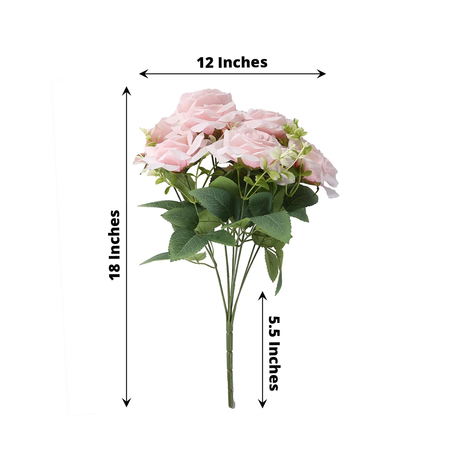 2 Bushes 18" Real Touch Artificial Rose Flower Bouquet, Light Blush Silk Long Stem Flower Arrangements - Bell Racket Store