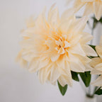 2 Bushes 20" Cream Large Head Artificial Dahlia Bouquet, Silk Bridal Flower Decorations - Bell Racket Store